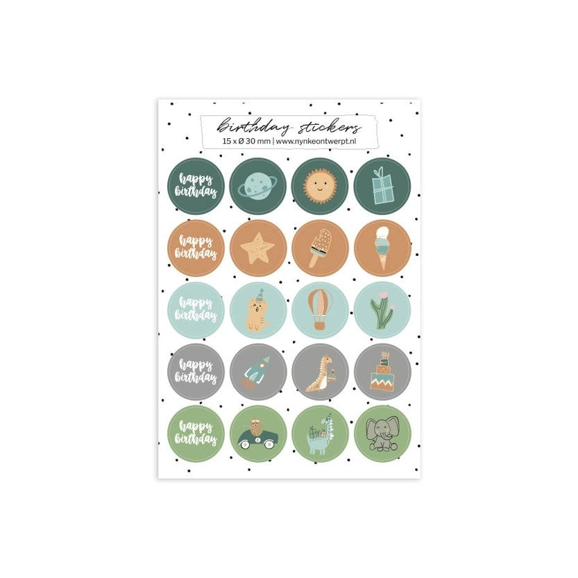 Planche de stickers | Happy birthday green