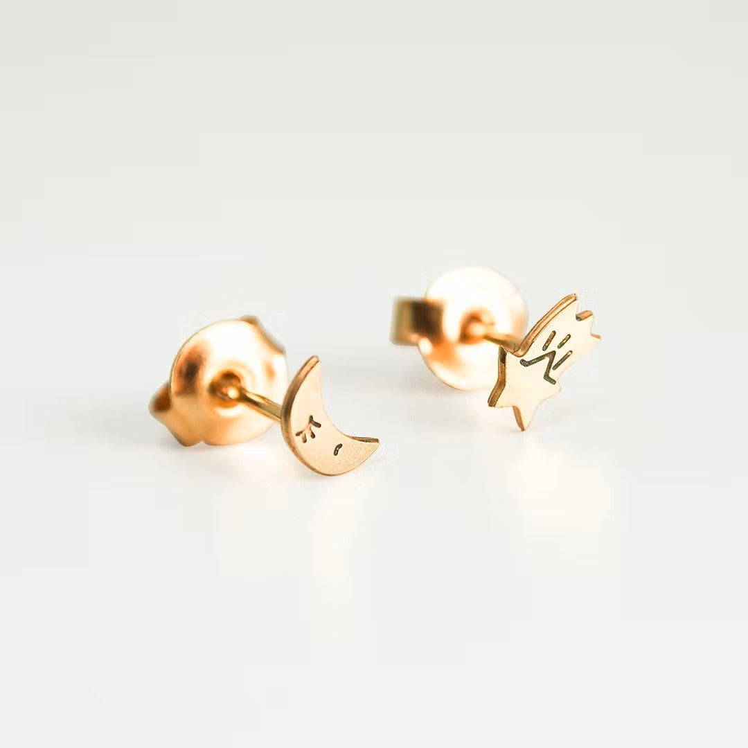 Boucles d'oreilles | Lune étoile filante