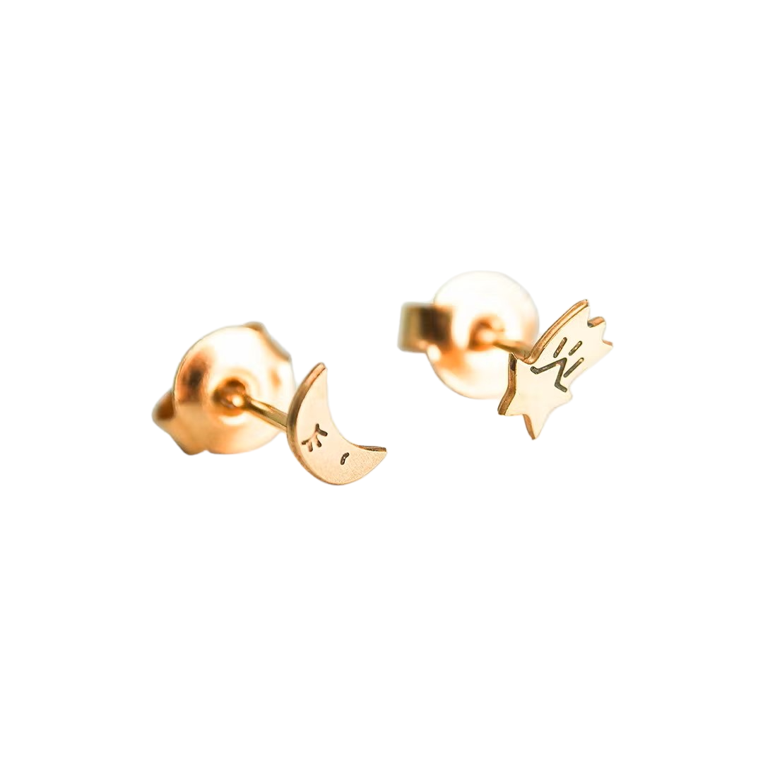 Boucles d'oreilles | Lune étoile filante