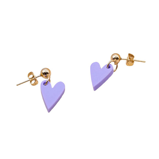 Boucles d’oreilles | Cœur acrylique violet