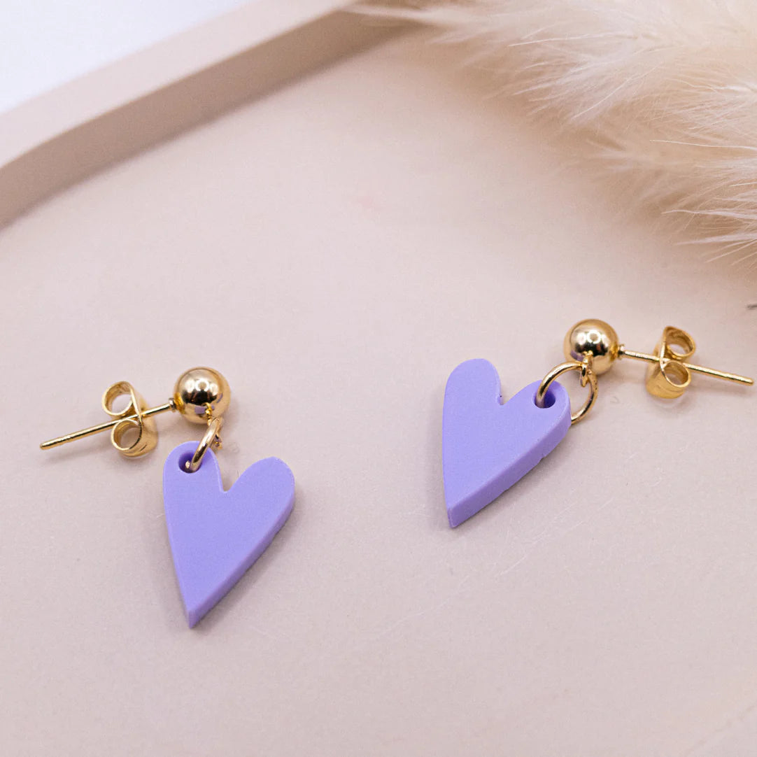 Boucles d’oreilles | Cœur acrylique violet