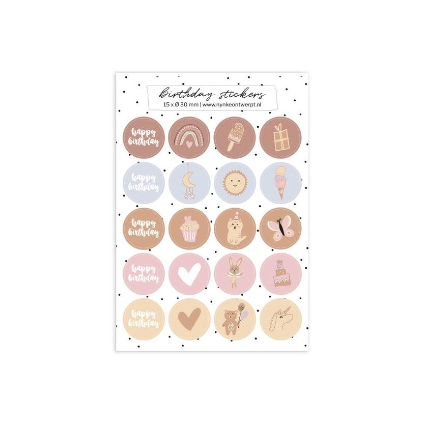 A5 sticker sheet | Happy birthday pink