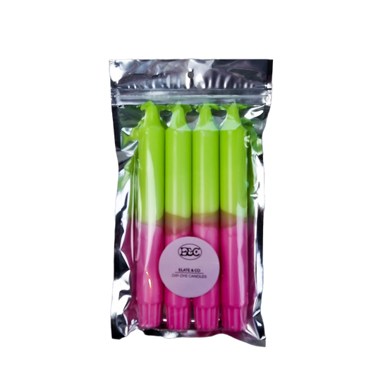 Bougies Dip Dye | Vert fluo et rose