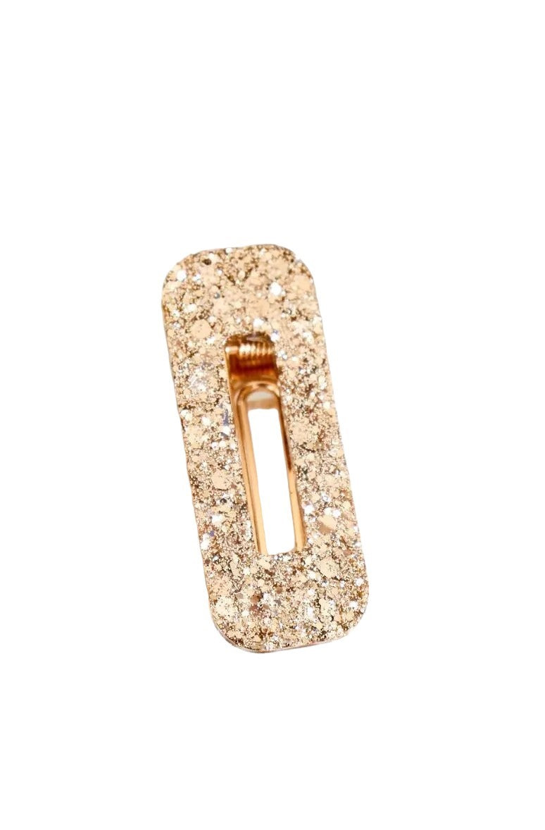 Barrette rectangle | Paillettes champagne
