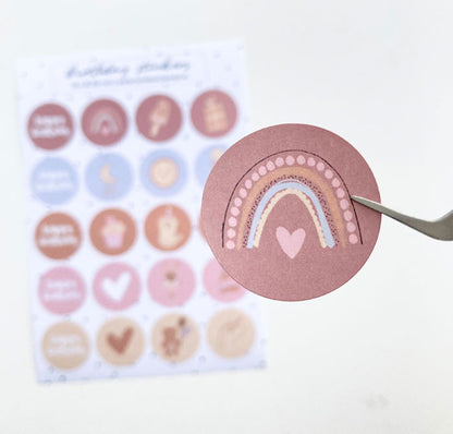 Planche de stickers | Happy birthday pink