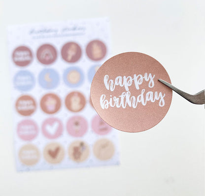 A5 sticker sheet | Happy birthday pink