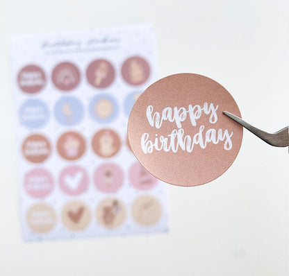 Planche de stickers | Happy birthday pink