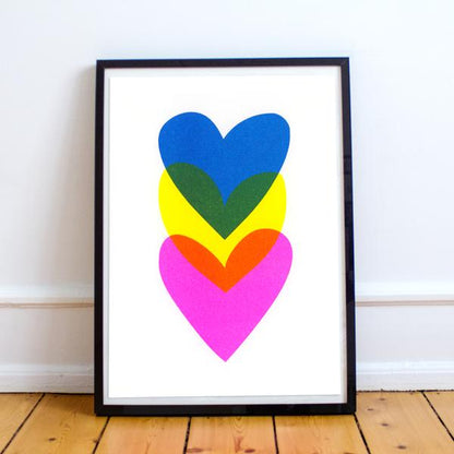 Affiche | Coeurs risographie