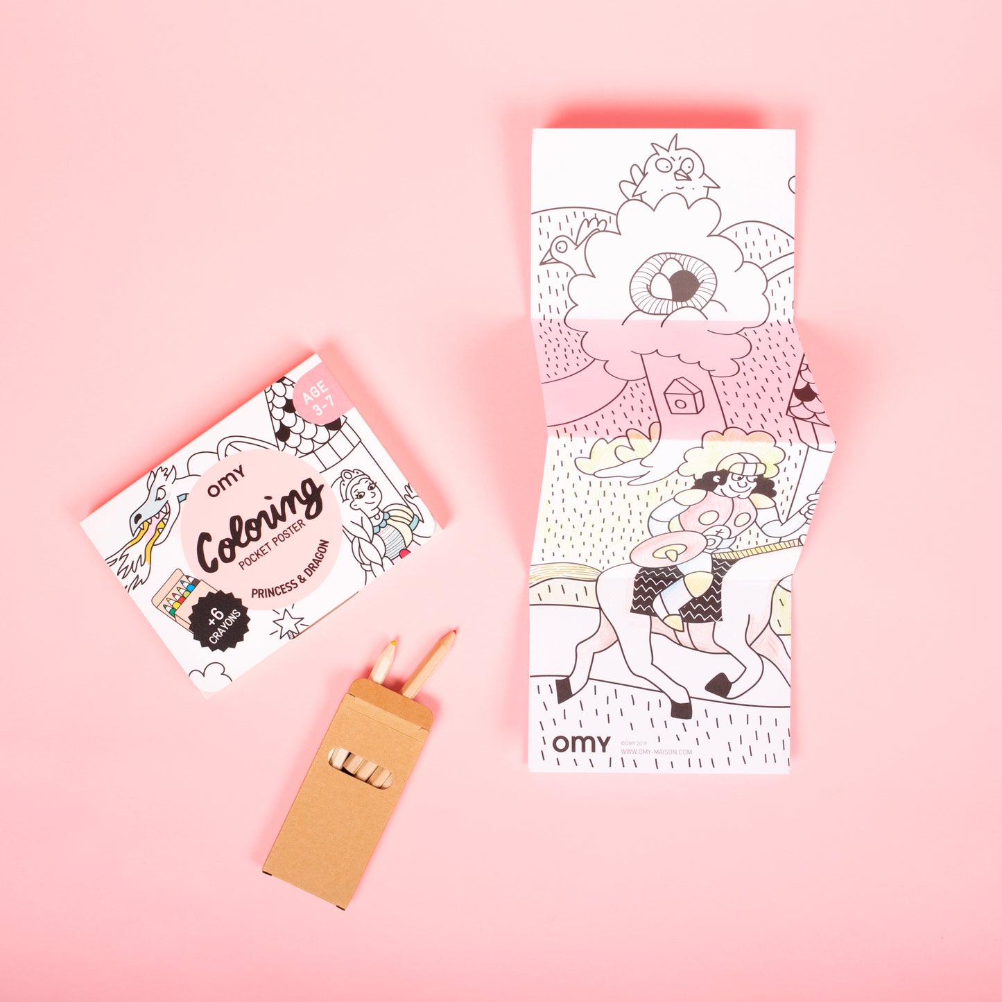 Coloriage pocket | Princess & dragon