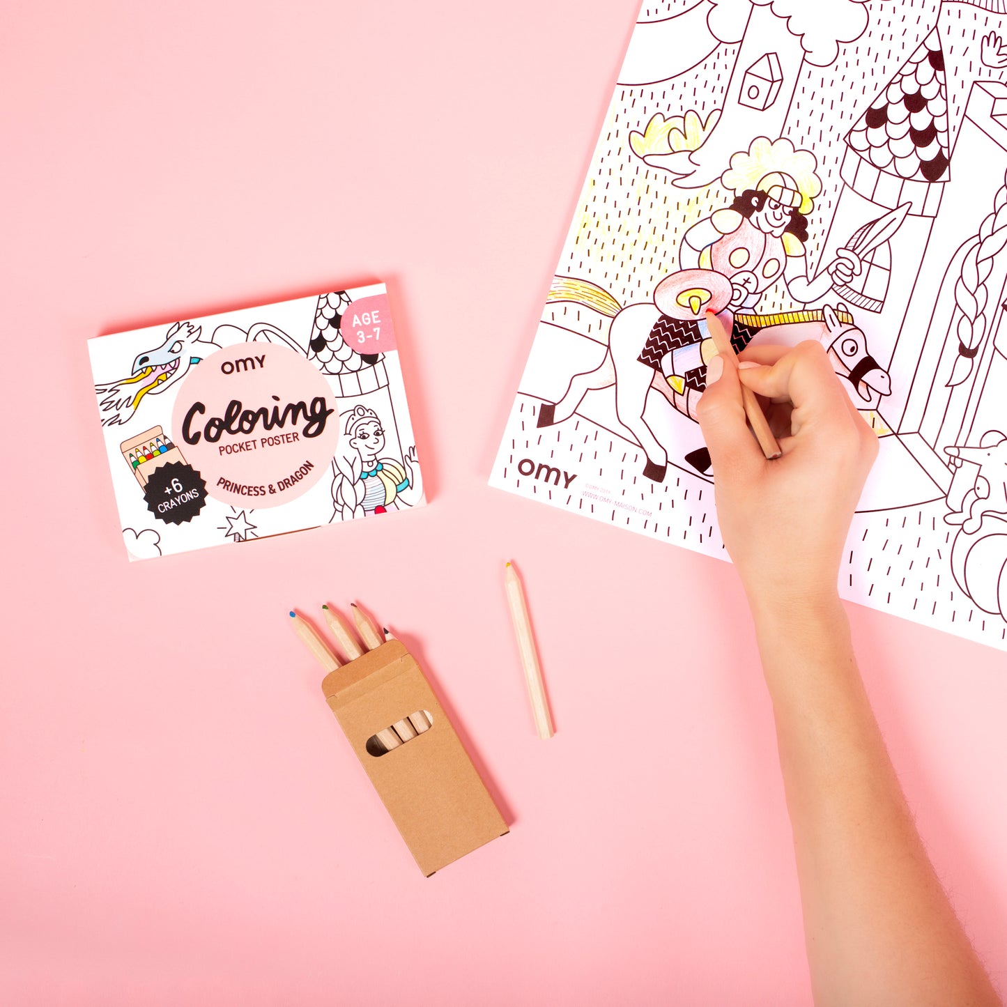Coloriage pocket | Princess & dragon