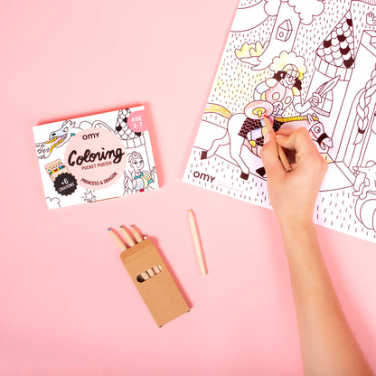 Coloriage pocket | Princess & dragon