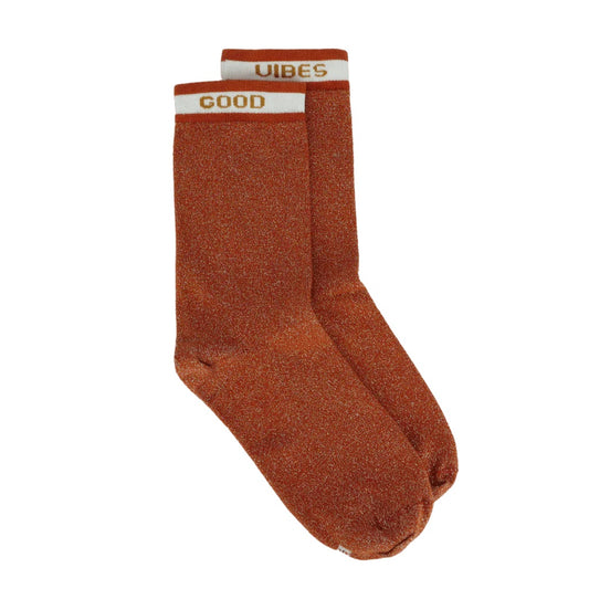 Chaussettes à paillettes | Good Vibes en terracotta