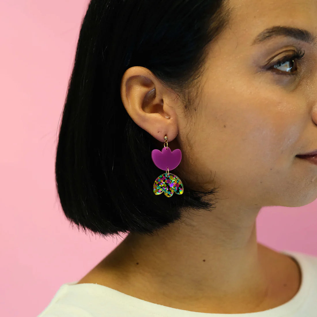 Boucles d’oreilles | Rosette violine