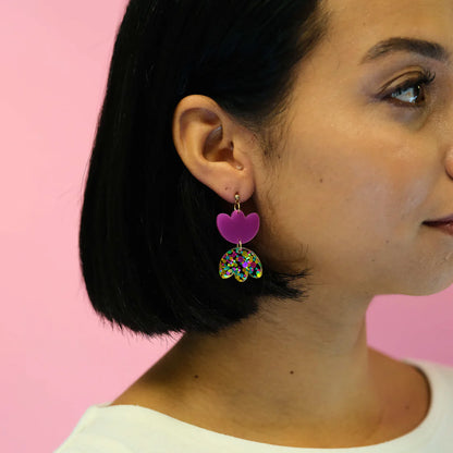 Boucles d’oreilles | Rosette violine