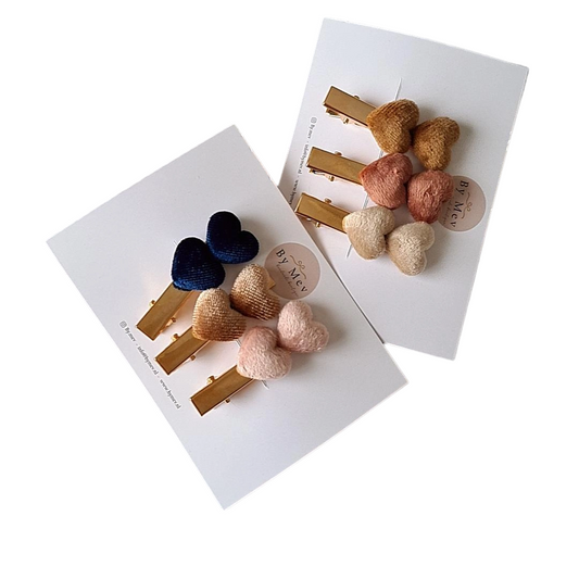 Trio de barrettes | Coeurs velours