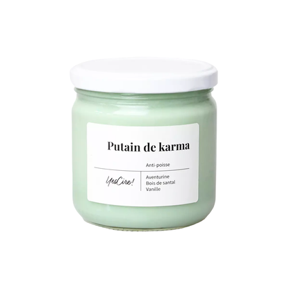 Bougie lithothérapie | Putain de karma | Aventurine “anti-poisse”