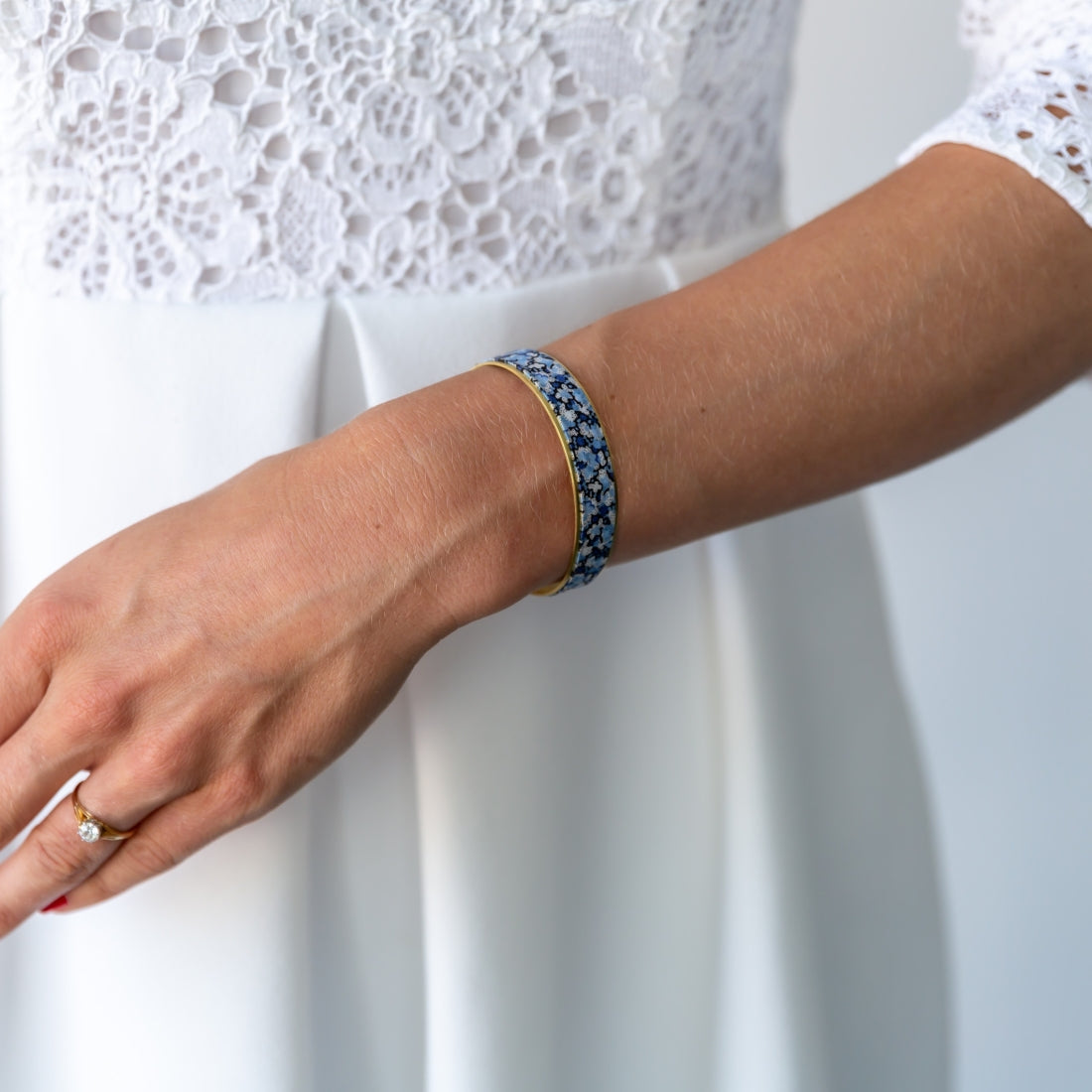 Bracelet laiton argenté | Liberty Pepper bleu