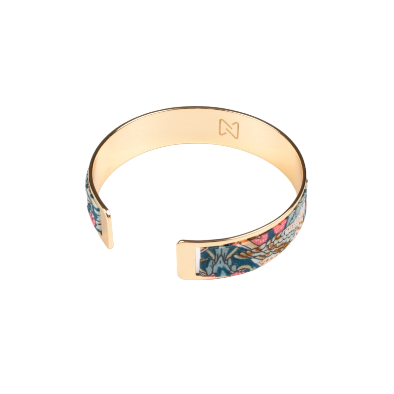 Bracelet laiton doré | Liberty strawberry thief vert emeraude