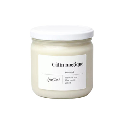Bougie lithothérapie | Câlin magique | Pierre de lune "réconfort"