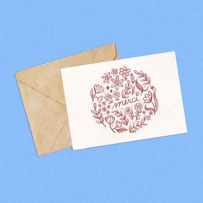 Carte postale | Merci floral rouge