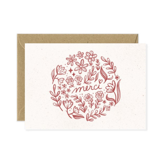 Carte postale | Merci floral rouge