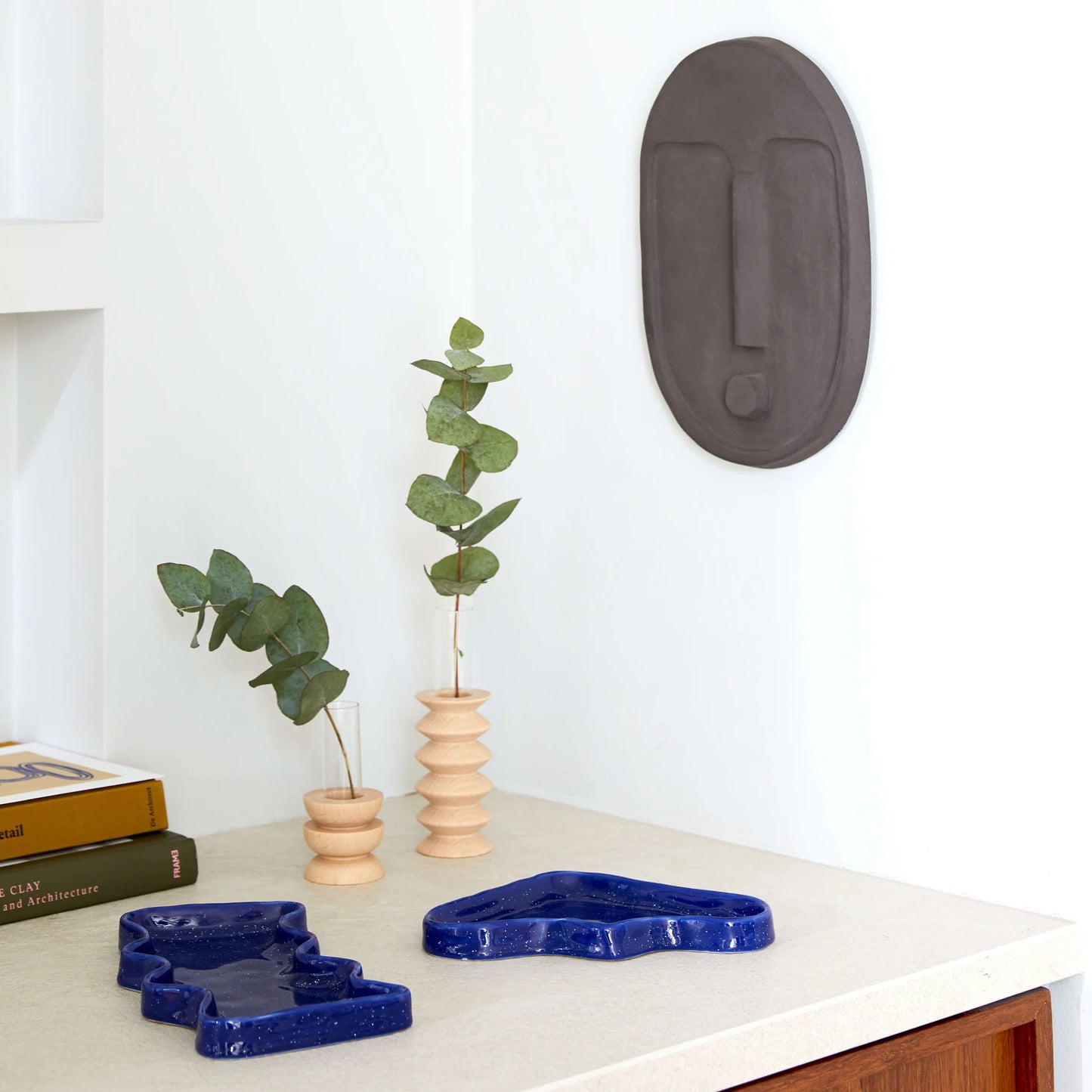 Plateau vague en céramique | Rectangle bleu
