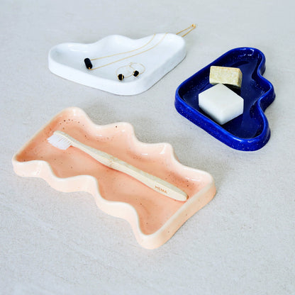 Ceramic wave tray | Peach rectangle
