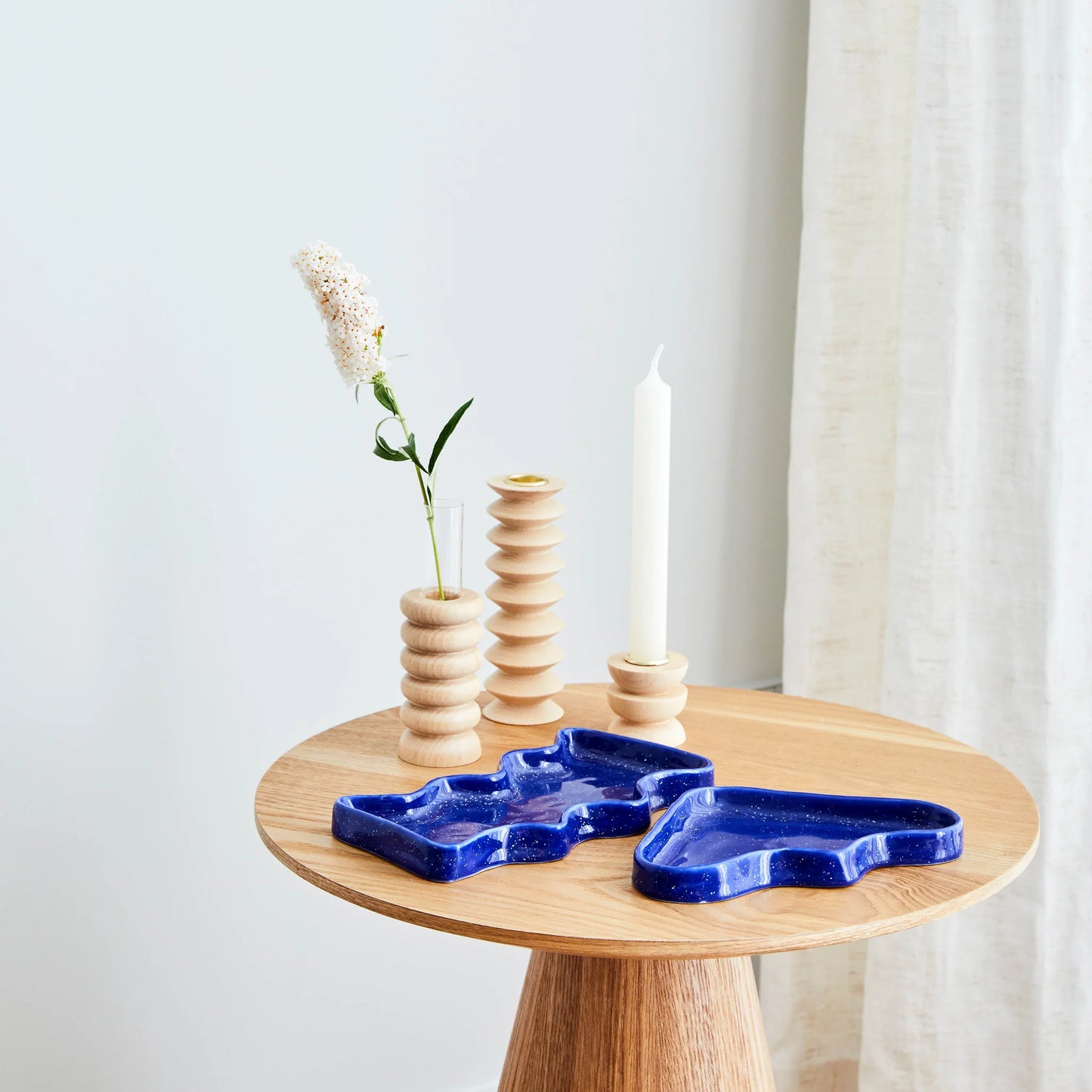 Plateau vague en céramique | Rectangle bleu