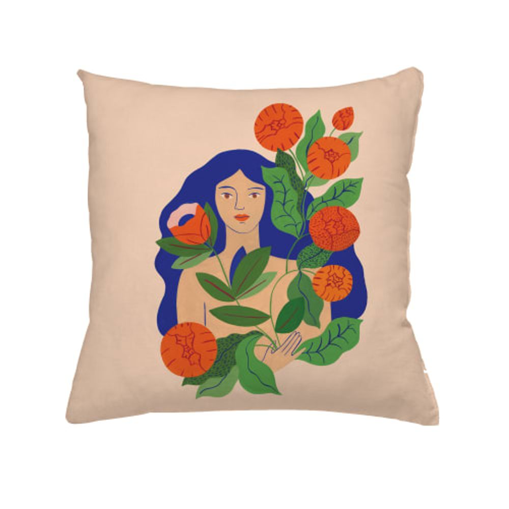 Cotton cushion 60 x 60 cm | Woman bouquet