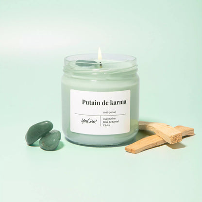 Lithotherapy candle | Fucking karma | "Anti-bad luck" aventurine