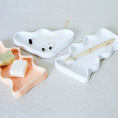 Ceramic wave tray | White rectangle