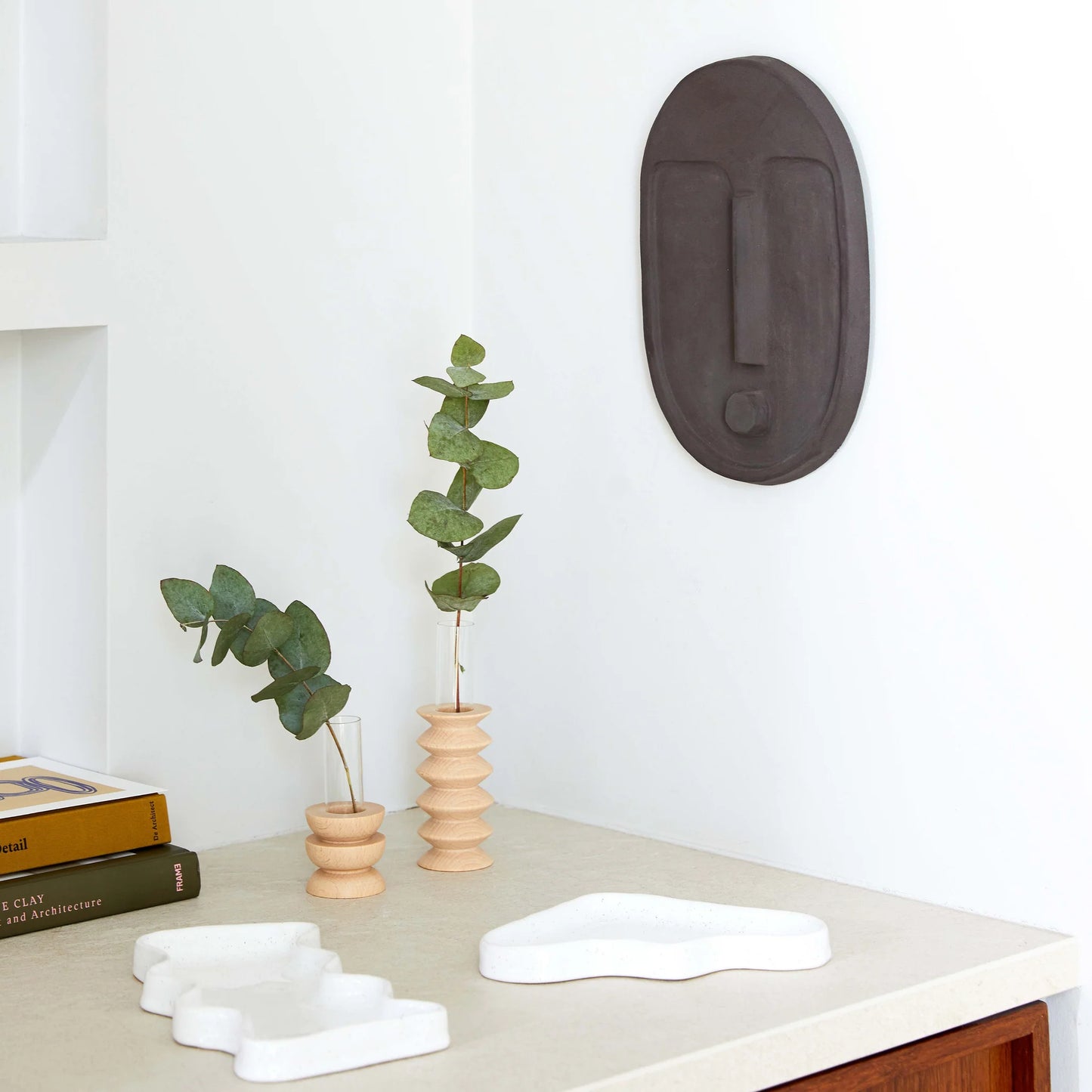Plateau vague en céramique | Rectangle blanc