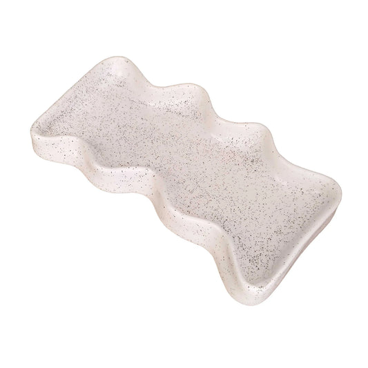 Ceramic wave tray | White rectangle