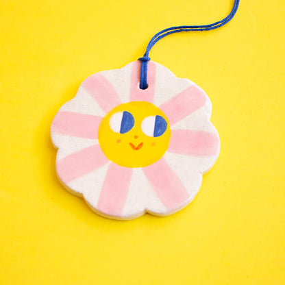 Suspension en céramique | Pink flower