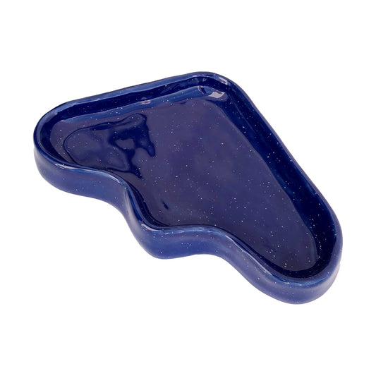 Ceramic wave tray | Blue triangle