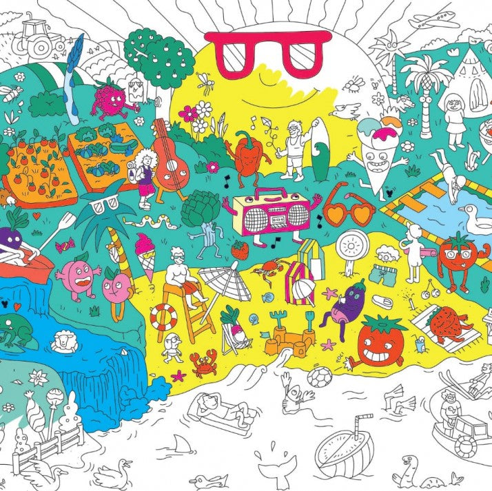 Frise de coloriage 4 saisons au jardin - Un coloriage géant pour les  enfants !