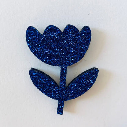 Pin's feutrine pailletée | Fleur bleue