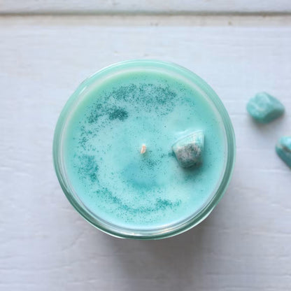 Lithotherapy candle | Drama Queen | Aquamarine “positive energy”