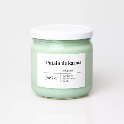 Bougie lithothérapie | Putain de karma | Aventurine “anti-poisse”