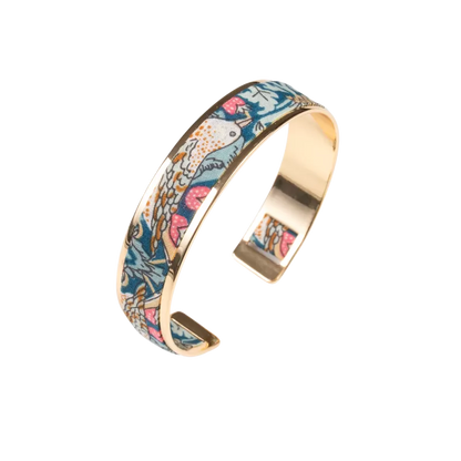 Bracelet laiton doré | Liberty strawberry thief vert emeraude