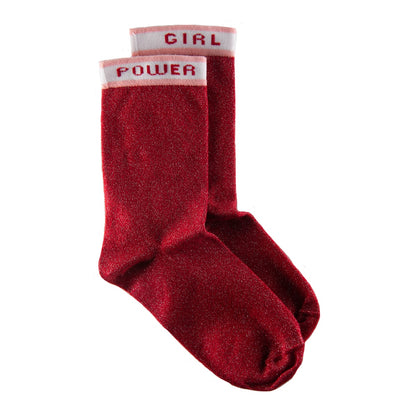 Chaussettes à paillettes | Girl Power en rouge