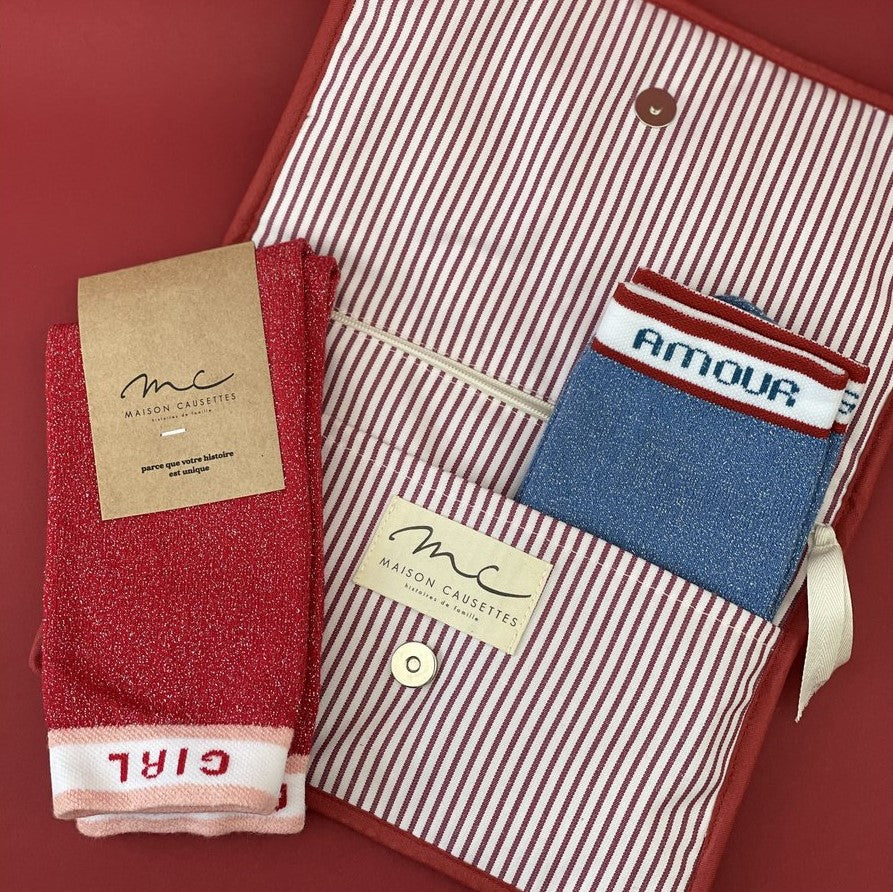 Chaussettes à paillettes | Girl Power en rouge