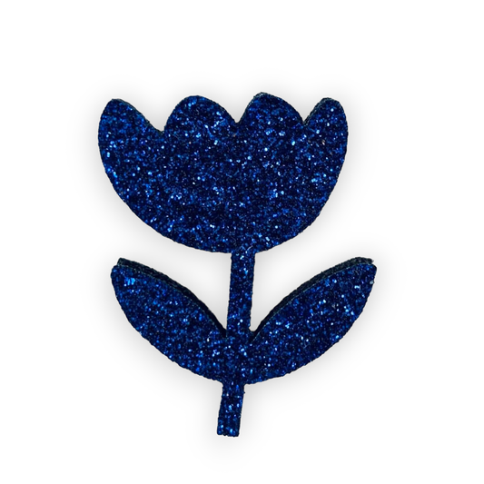 Pin's feutrine pailletée | Fleur bleue