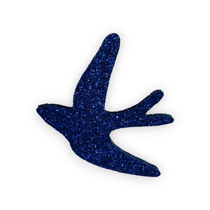 Glittery felt pin | Blue swallow