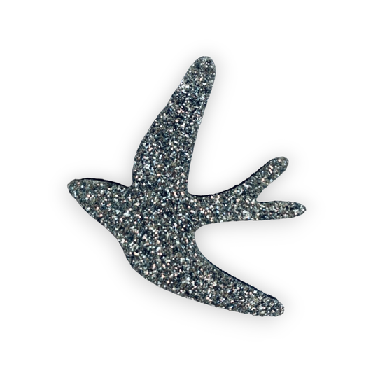 Glittery felt pin | Silver Swallow