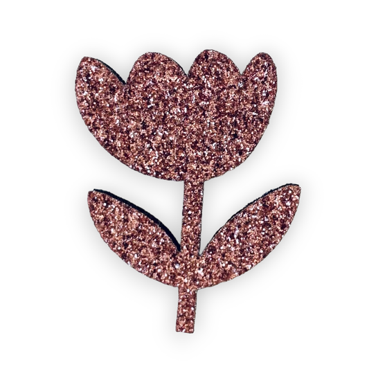 Pin's feutrine pailletée | Fleur rose