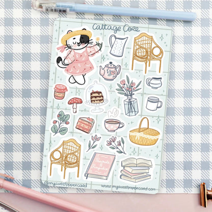 Planche de stickers A6 | Chat Cottage