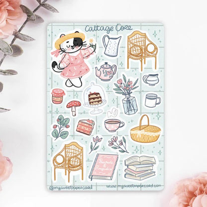 Planche de stickers A6 | Chat Cottage