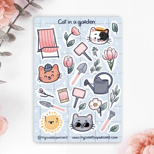 Planche de stickers A6 | Chat au Jardin