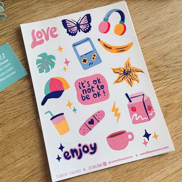 Planche de stickers A5 | Love